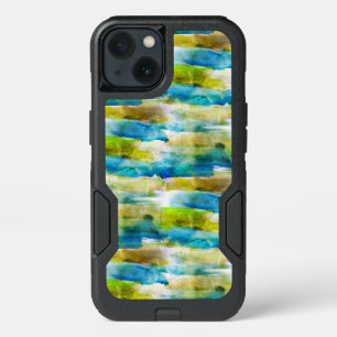 Watercolor abstract green, blue iPhone 13 case