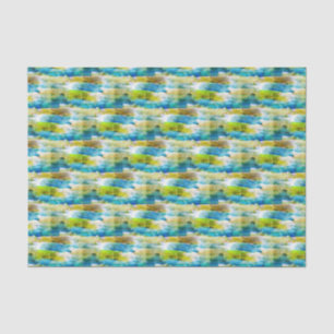 Watercolor abstract green, blue tissue paper