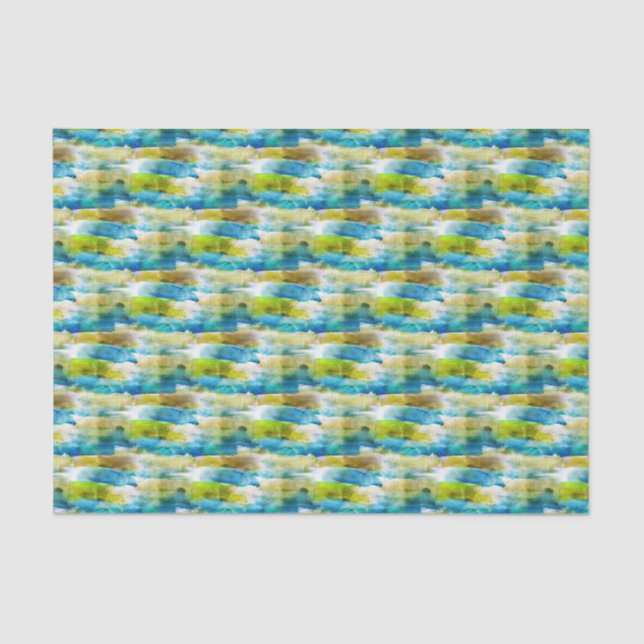 Watercolor abstract green, blue tissue paper (Front)