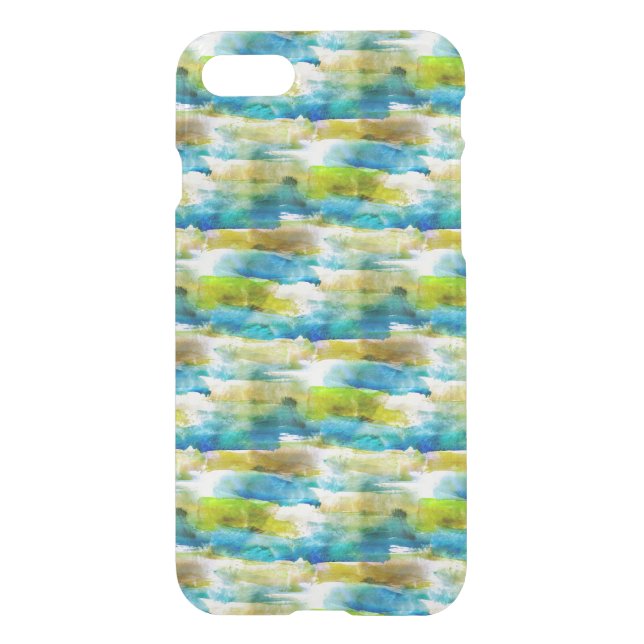 Watercolor abstract green, blue uncommon iPhone case (Back)