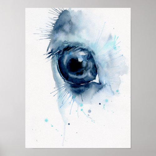 Watercolor Abstract Horse Eye Poster