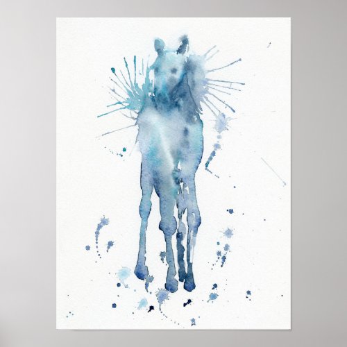 Watercolor Abstract Horse Foal Painting Poster