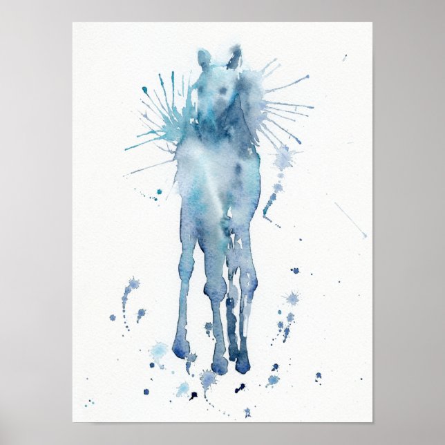 Watercolor Abstract Horse Foal Painting Poster (Front)