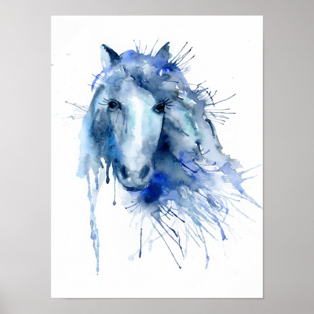 Watercolor Abstract Horse Portrait Poster (Front)