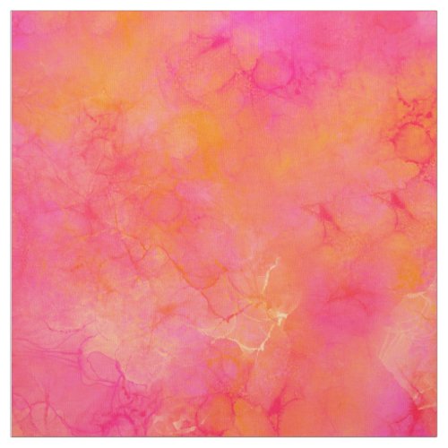 Watercolor Abstract Ink Art Pink Orange Fabric