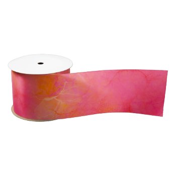 Watercolor Abstract Ink Art Pink Orange Wrapping P Satin Ribbon by DesignByLang at Zazzle