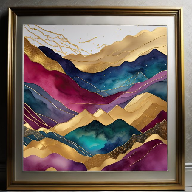 Watercolor Abstract Landscape Painting Gold 1:1 Poster (Creator Uploaded)