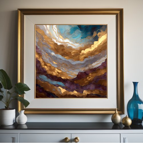 Watercolor Abstract Landscape Painting Gold 11 Poster