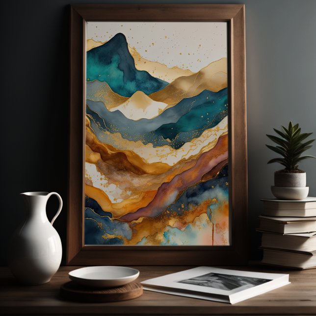 Watercolor Abstract Landscape Painting Gold 2:3 Poster (Creator Uploaded)