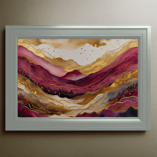Watercolor Abstract Landscape Painting Gold 3:2 Poster