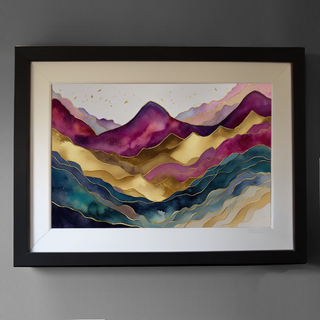 Watercolor Abstract Landscape Painting Gold 3:2 Poster (Creator Uploaded)