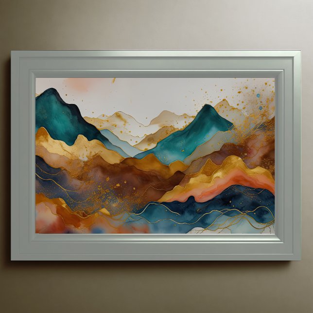 Watercolor Abstract Landscape Painting Gold 3:2 Poster (Creator Uploaded)
