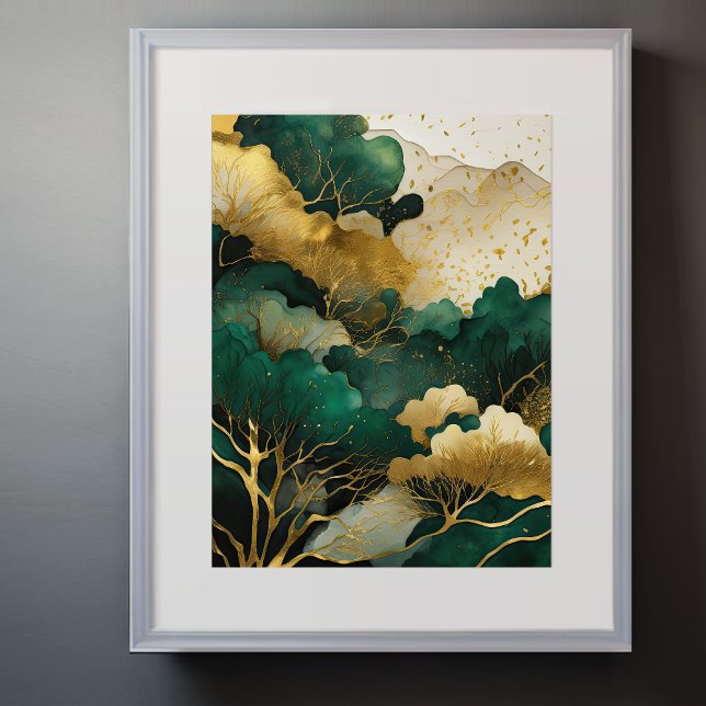 Watercolor Abstract Landscape Painting Gold VI Poster (Creator Uploaded)