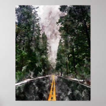 Watercolor Abstract Landscape Poster by BlackOwlDesign at Zazzle