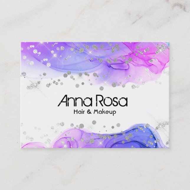 *~* Watercolor Abstract Magenta Lavender Modern Business Card (Front)