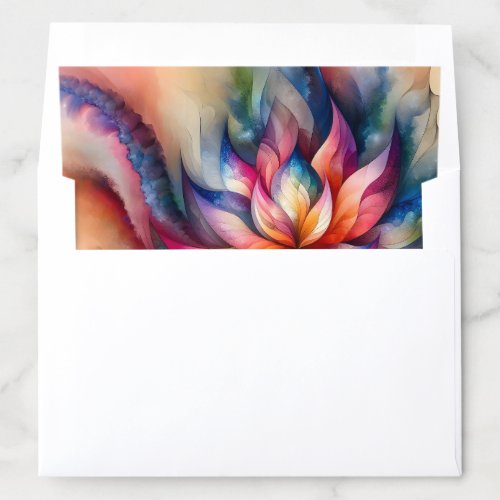 Watercolor Abstract Modern Fantasy Fractal Flower  Envelope Liner