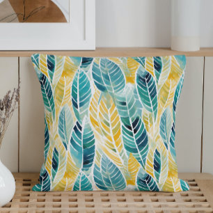 Watercolor Abstract Modern Spring Foliage Throw Pillow