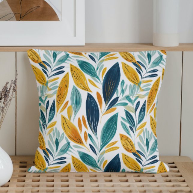 Watercolor Abstract Modern Spring Foliage Throw Pillow (Creator Uploaded)