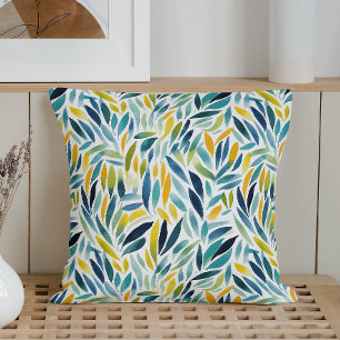 Watercolor Abstract Modern Spring Foliage Throw Pillow