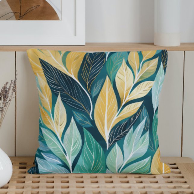Watercolor Abstract Modern Spring Foliage Throw Pillow (Creator Uploaded)