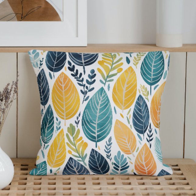 Watercolor Abstract Modern Spring Foliage Throw Pillow (Creator Uploaded)