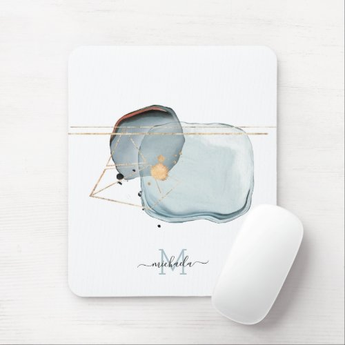 Watercolor Abstract Monogram Design Mouse Pad