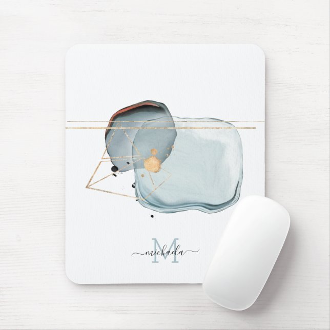Watercolor Abstract Monogram Design Mouse Pad (With Mouse)