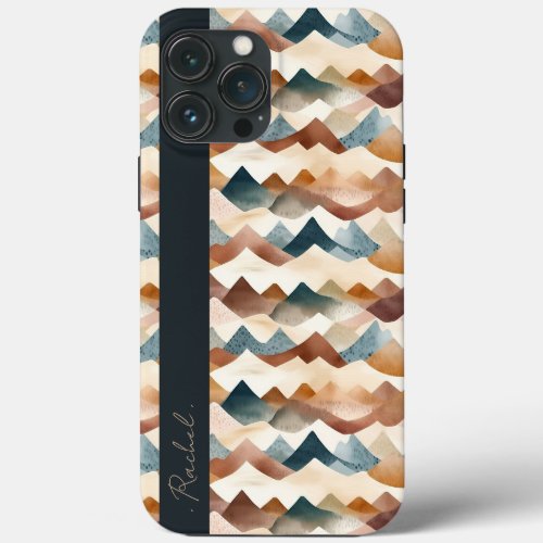 Watercolor Abstract Mountains  Pattern Monogram  iPhone 13 Pro Max Case