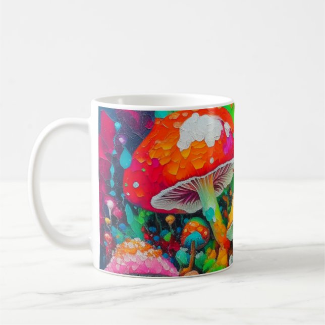 Watercolor Abstract Mushrooms Coffee Mug (Left)
