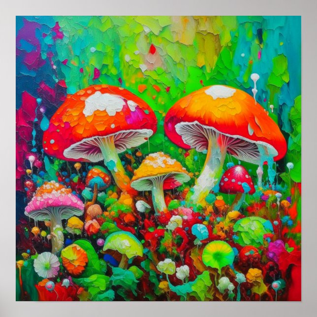 Watercolor Abstract Mushrooms  Poster (Front)