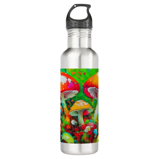 Watercolor Abstract Mushrooms Stainless Steel Water Bottle (Front)