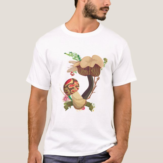 Watercolor Abstract Mushrooms T-Shirt (Front)