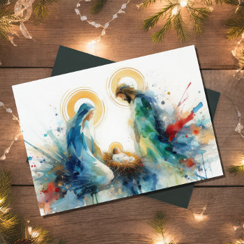 Watercolor Abstract Nativity Scene Holiday Card by TailoredType at Zazzle