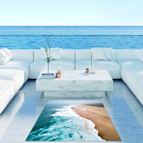 Watercolor Abstract North Beach Portugal  Outdoor Rug