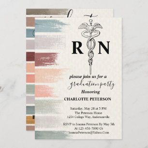 Watercolor Abstract Nurse Graduation Party Photo Invitation