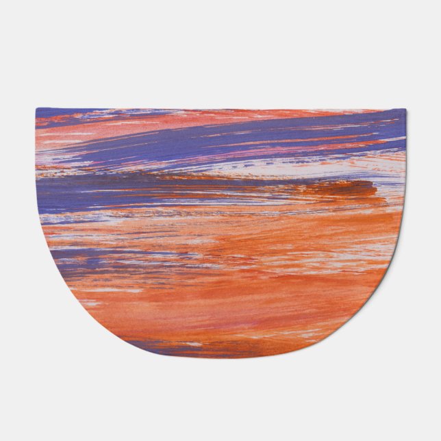 Watercolor Abstract: Orange Blue Blend Doormat (Front)