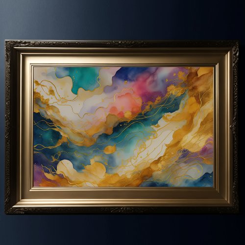Watercolor Abstract Organic Gold Poster