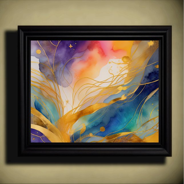 Watercolor Abstract Organic Painting Gold 5:4 Poster (Creator Uploaded)