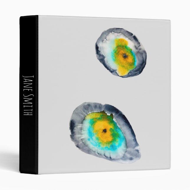watercolor abstract oyster shells 3 ring binder (Front/Spine)