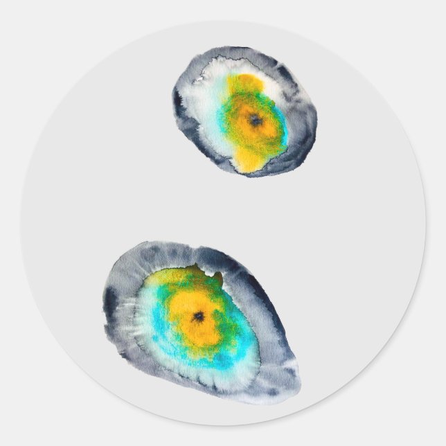 watercolor abstract oyster shells classic round sticker (Front)