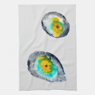 watercolor abstract oyster shells kitchen towel