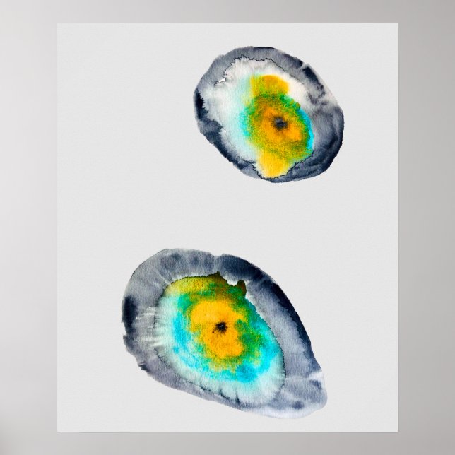 watercolor abstract oyster shells poster (Front)