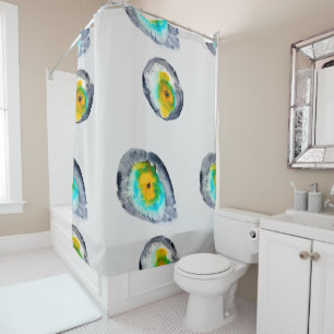 watercolor abstract oyster shells shower curtain
