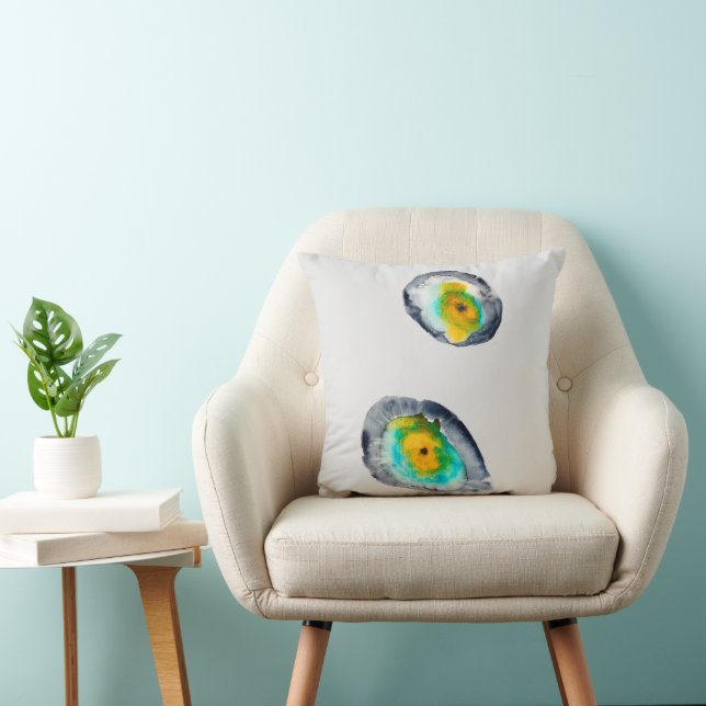 watercolor abstract oyster shells throw pillow (Chair)