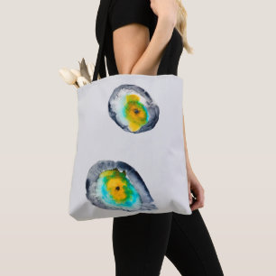 watercolor abstract oyster shells tote bag