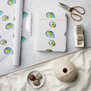 watercolor abstract oyster shells wrapping paper