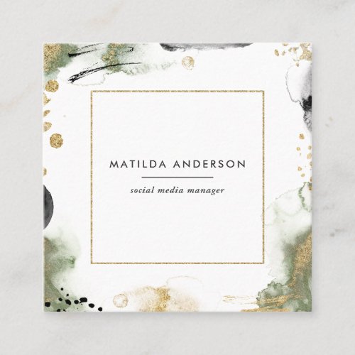 Watercolor abstract painted modern square business card