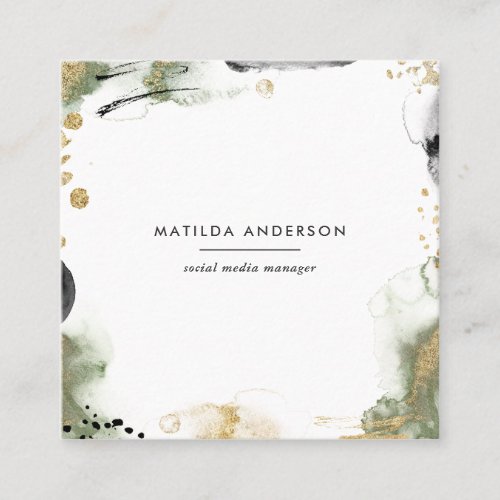 Watercolor abstract painted modern square business card