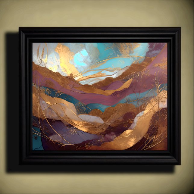 Watercolor Abstract Painting Gold Purple Blue Poster (Creator Uploaded)