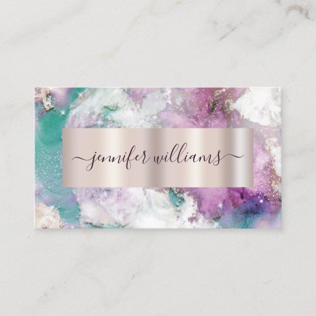 Watercolor Abstract Pastel Elegant Beauty Salon Business Card (Front)
